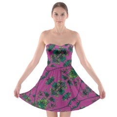 Modern Floral Collage Print Pattern Strapless Bra Top Dress