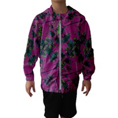 Modern Floral Collage Print Pattern Kids  Hooded Windbreaker by dflcprintsclothing