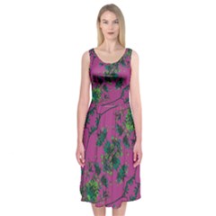 Modern Floral Collage Print Pattern Midi Sleeveless Dress by dflcprintsclothing