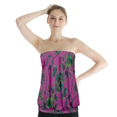 Modern Floral Collage Print Pattern Strapless Top by dflcprintsclothing