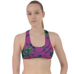 Modern Floral Collage Print Pattern Criss Cross Racerback Sports Bra by dflcprintsclothing