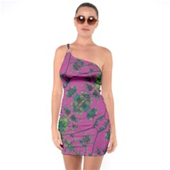 Modern Floral Collage Print Pattern One Soulder Bodycon Dress by dflcprintsclothing