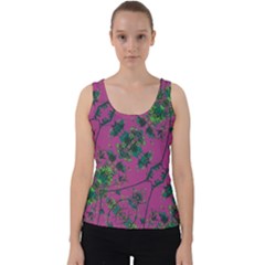 Modern Floral Collage Print Pattern Velvet Tank Top by dflcprintsclothing