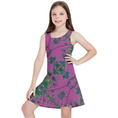 Modern Floral Collage Print Pattern Kids  Lightweight Sleeveless Dress by dflcprintsclothing