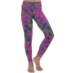 Modern Floral Collage Print Pattern Kids  Lightweight Velour Classic Yoga Leggings