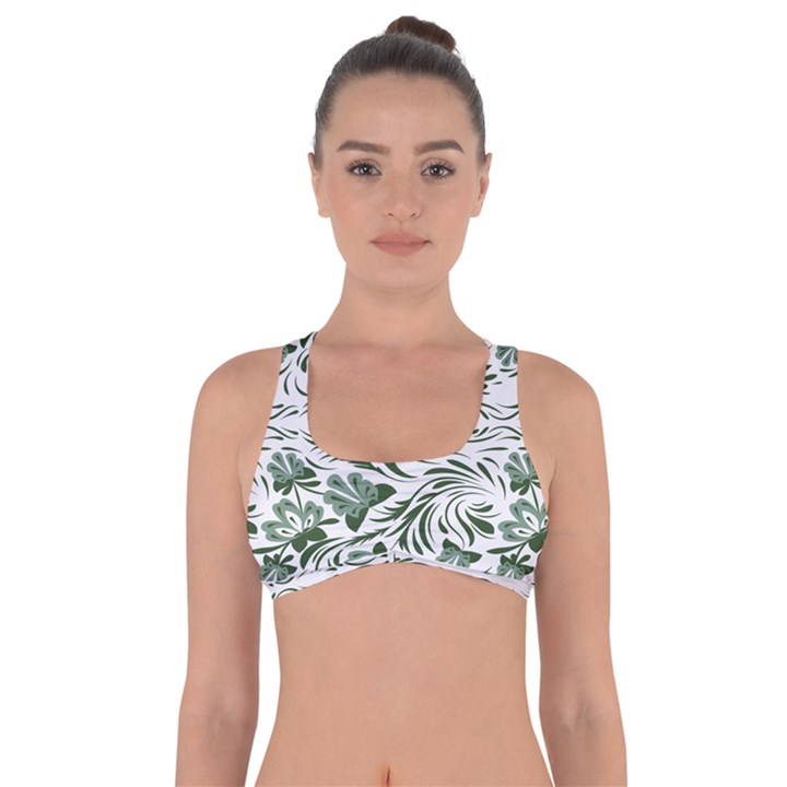 Green leaves Got No Strings Sports Bra