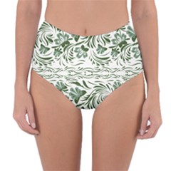 Green Leaves Reversible High-waist Bikini Bottoms by Eskimos