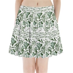 Green Leaves Pleated Mini Skirt by Eskimos