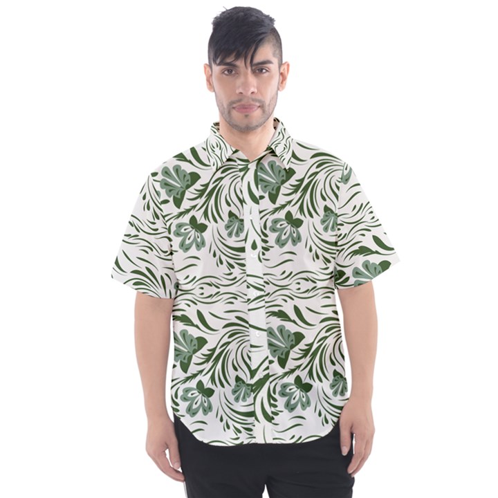 Green leaves Men s Short Sleeve Shirt