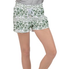 Green Leaves Velour Lounge Shorts by Eskimos