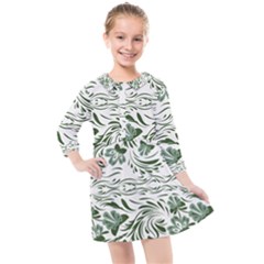 Green Leaves Kids  Quarter Sleeve Shirt Dress by Eskimos