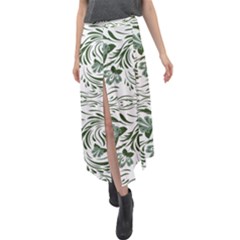 Green Leaves Velour Split Maxi Skirt by Eskimos