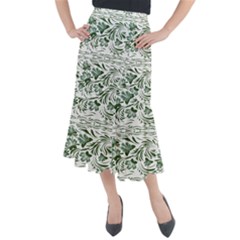 Green Leaves Midi Mermaid Skirt by Eskimos