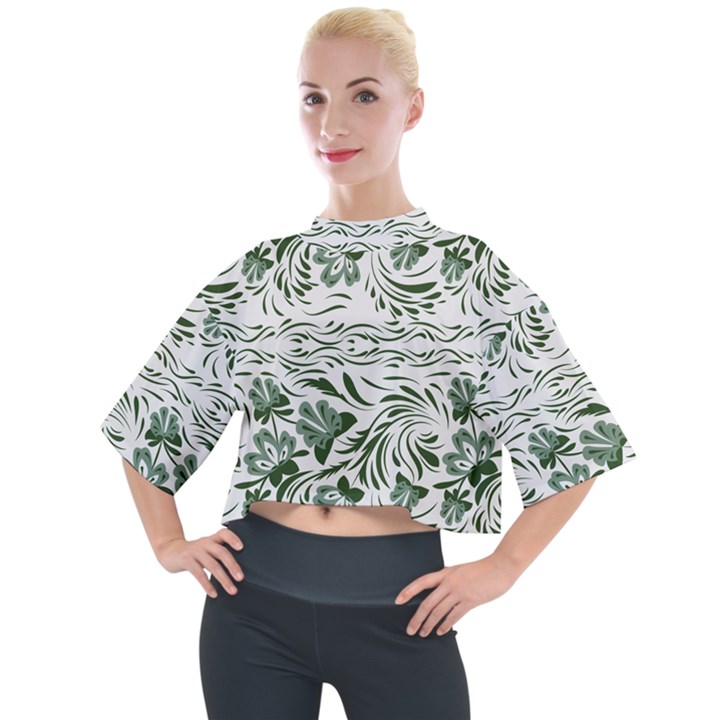 Green leaves Mock Neck Tee