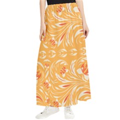 Orange pattern Maxi Chiffon Skirt