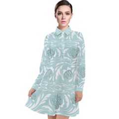 Blue Ornament Long Sleeve Chiffon Shirt Dress by Eskimos