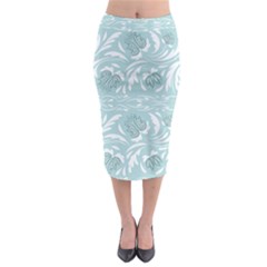 Blue Ornament Midi Pencil Skirt by Eskimos