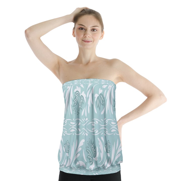 Blue ornament Strapless Top