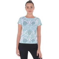 Blue Ornament Short Sleeve Sports Top  by Eskimos