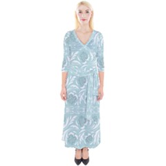 Blue Ornament Quarter Sleeve Wrap Maxi Dress by Eskimos