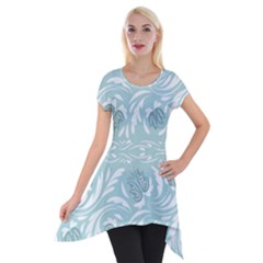 Blue Ornament Short Sleeve Side Drop Tunic by Eskimos