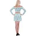 Blue ornament Off Shoulder Top with Mini Skirt Set View2