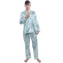 Blue Ornament Men s Long Sleeve Satin Pajamas Set by Eskimos