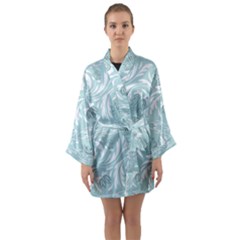 Blue Ornament Long Sleeve Satin Kimono by Eskimos