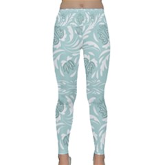 Blue Ornament Lightweight Velour Classic Yoga Leggings by Eskimos