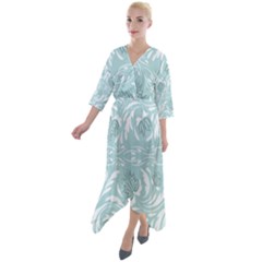 Blue Ornament Quarter Sleeve Wrap Front Maxi Dress by Eskimos