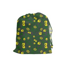 Yellow Flowers Drawstring Pouch (large) by Eskimos