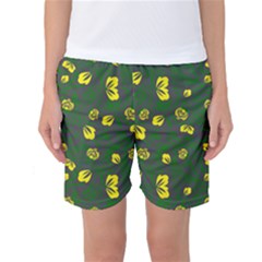 Yellow Flowers Women s Basketball Shorts by Eskimos