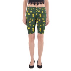 Yellow Flowers Yoga Cropped Leggings by Eskimos