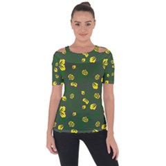 Yellow Flowers Shoulder Cut Out Short Sleeve Top by Eskimos