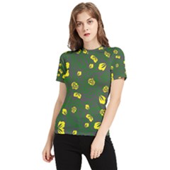 Yellow Flowers Women s Short Sleeve Rash Guard by Eskimos