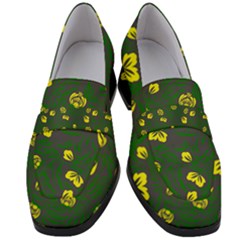 Yellow Flowers Women s Chunky Heel Loafers by Eskimos