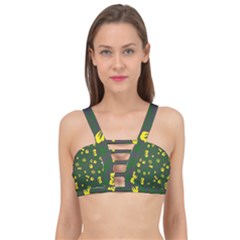 Yellow Flowers Cage Up Bikini Top by Eskimos