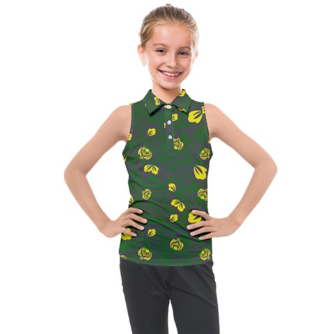 Yellow Flowers Kids  Sleeveless Polo Tee by Eskimos