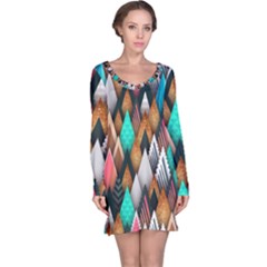 Abstract Triangle Tree Long Sleeve Nightdress by Dutashop