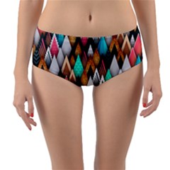 Abstract Triangle Tree Reversible Mid-waist Bikini Bottoms