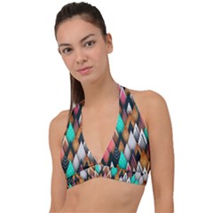 Abstract Triangle Tree Halter Plunge Bikini Top by Dutashop