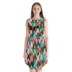 Abstract Triangle Tree Sleeveless Chiffon Dress   by Dutashop