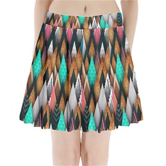 Abstract Triangle Tree Pleated Mini Skirt by Dutashop