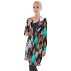 Abstract Triangle Tree Hooded Pocket Cardigan