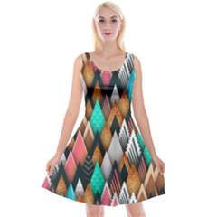 Abstract Triangle Tree Reversible Velvet Sleeveless Dress by Dutashop