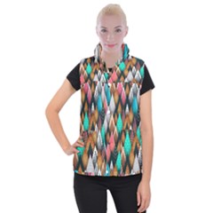 Abstract Triangle Tree Women s Button Up Vest by Dutashop