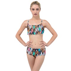 Abstract Triangle Tree Layered Top Bikini Set