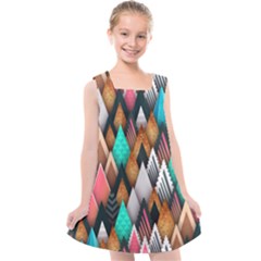 Abstract Triangle Tree Kids  Cross Back Dress