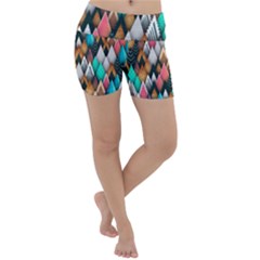 Abstract Triangle Tree Lightweight Velour Yoga Shorts by Dutashop