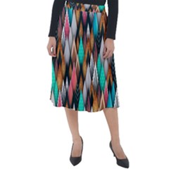 Abstract Triangle Tree Classic Velour Midi Skirt  by Dutashop